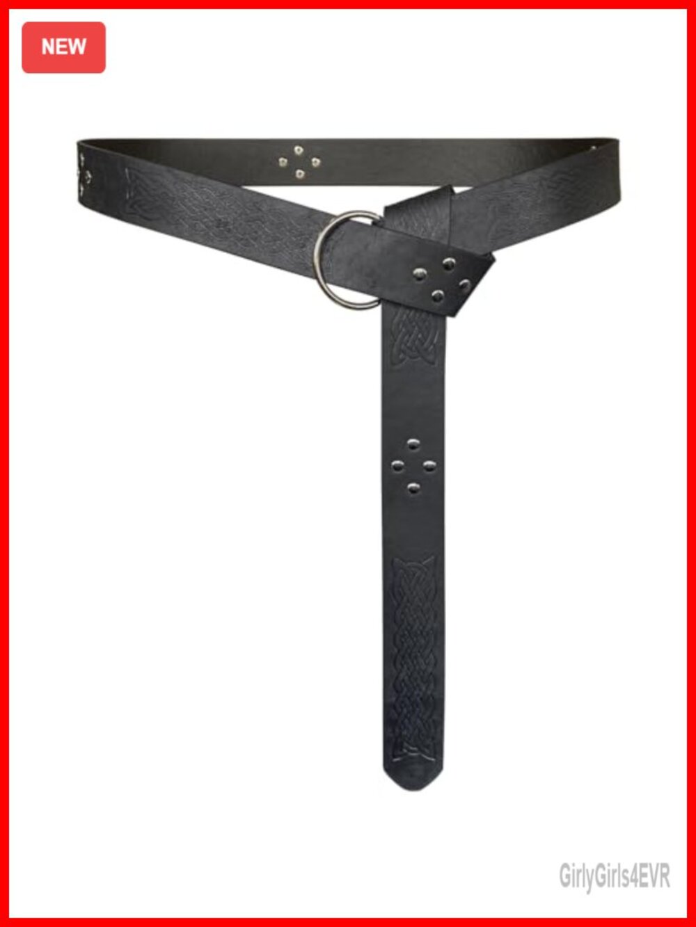 Medieval Embossed PU Leather O-Ring Belt Retro Renaissance Knight